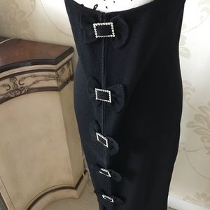 Vintage Black evening dress with rhinestone bows